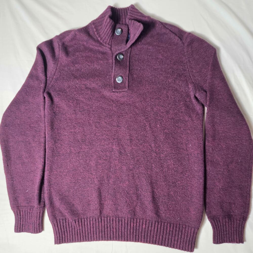 American Eagle Seriously Soft Mock Neck 1/4 Button Sweater - Men's S - Purple